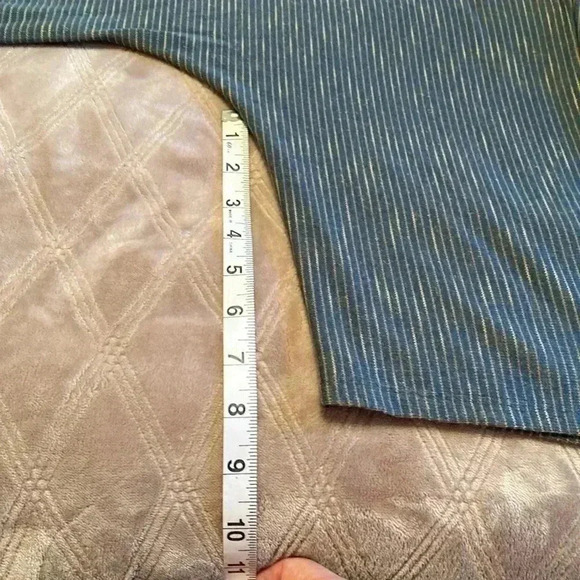 LuLaRoe Open Front High Low Cardigan Shrug.  Blue & Yellow Stripe, Size Medium. - Picture 11 of 12